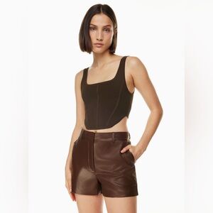 Babaton Aritzia Sculpt Knit Bustier Tank - Chocolate